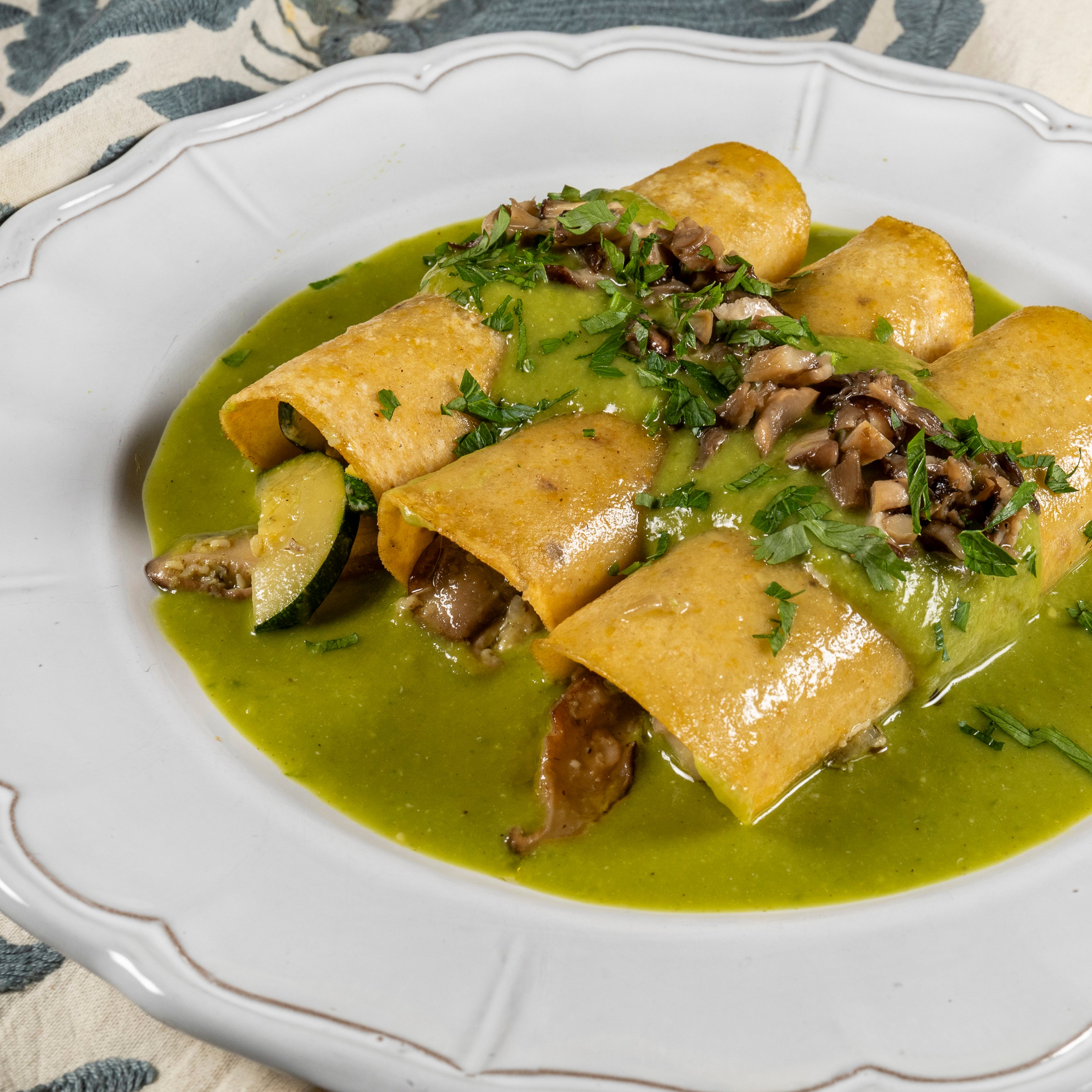 Creamy Zucchini & Wild Mushroom Enchiladas